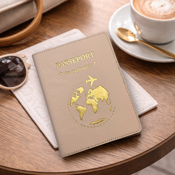 Etui passeport en simili cuir Beige – En vadrouille
