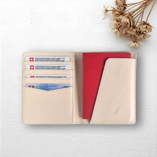 Etui passeport en simili cuir Beige – En vadrouille