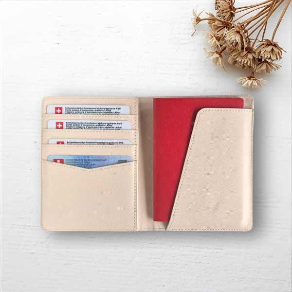 Etui passeport en simili cuir Beige – En vadrouille