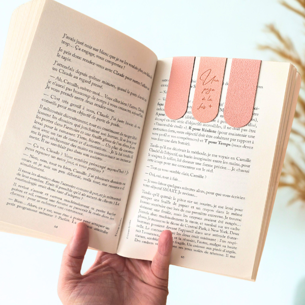 Set de 3 marque-pages magnétiques rose poudré - Une page à la fois
