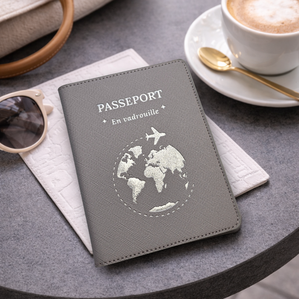 Etui passeport en simili cuir Gris – En vadrouille