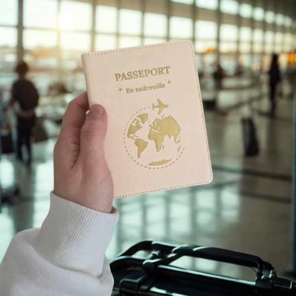 Etui passeport en simili cuir Beige – En vadrouille