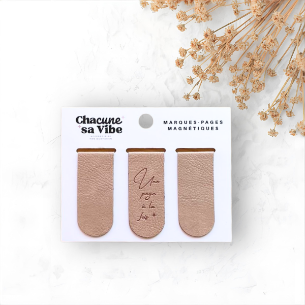 Set de 3 marque-pages magnétiques beiges - Une page à la fois